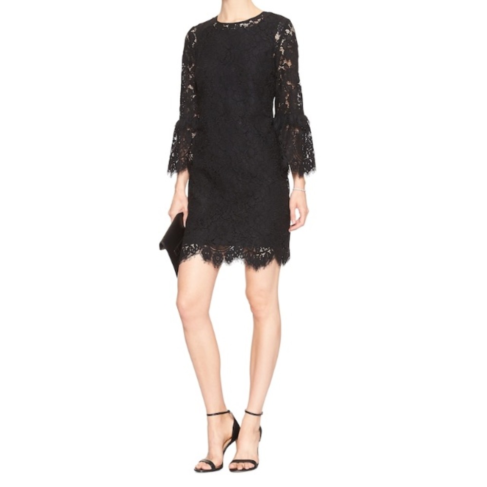 Banana Republic 3/4 Bell Sleeve Lace Shift Dress 6
